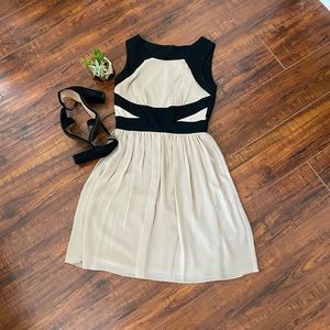 Beige and black dress